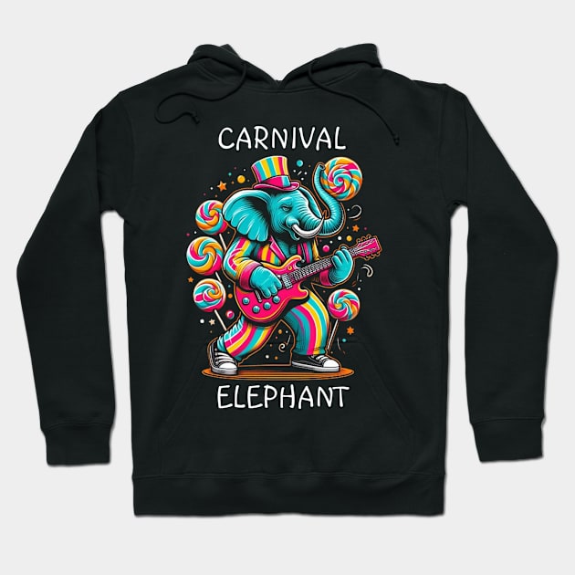 Melodic Jumbo: Elephant Jamming on Guitar Hoodie by coollooks